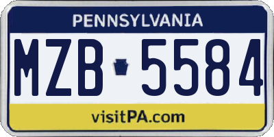 PA license plate MZB5584