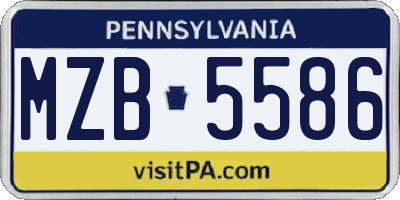 PA license plate MZB5586