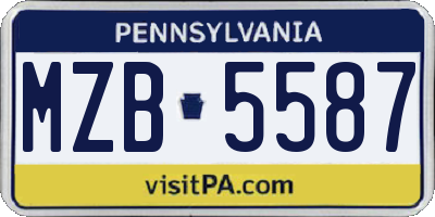 PA license plate MZB5587