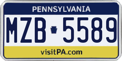 PA license plate MZB5589