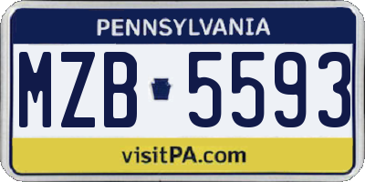 PA license plate MZB5593