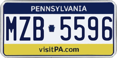 PA license plate MZB5596