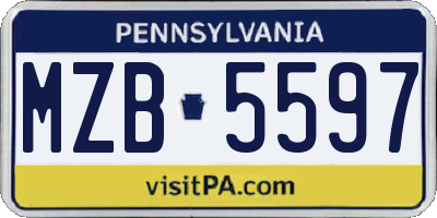 PA license plate MZB5597