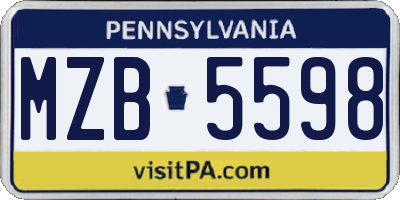 PA license plate MZB5598