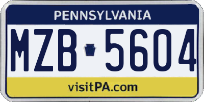 PA license plate MZB5604