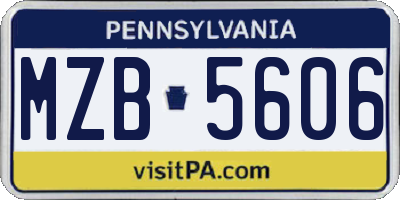 PA license plate MZB5606