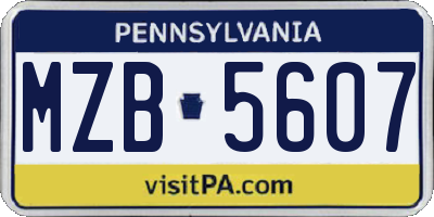 PA license plate MZB5607