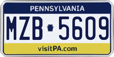 PA license plate MZB5609