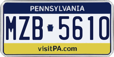 PA license plate MZB5610