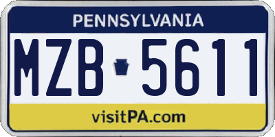 PA license plate MZB5611