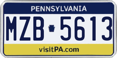 PA license plate MZB5613