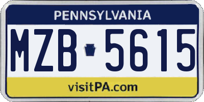 PA license plate MZB5615
