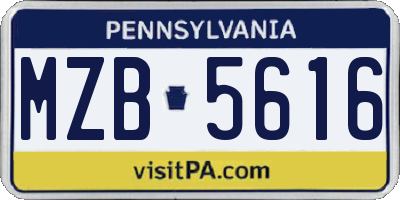 PA license plate MZB5616