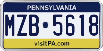 PA license plate MZB5618