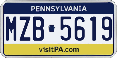 PA license plate MZB5619