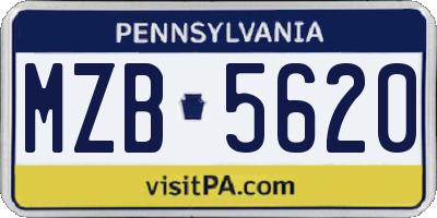 PA license plate MZB5620