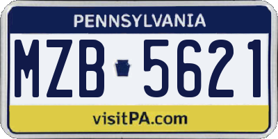 PA license plate MZB5621