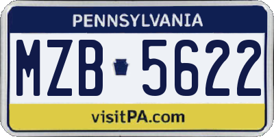 PA license plate MZB5622