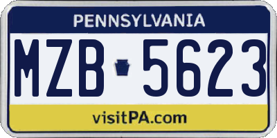 PA license plate MZB5623
