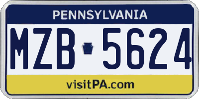 PA license plate MZB5624
