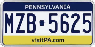 PA license plate MZB5625