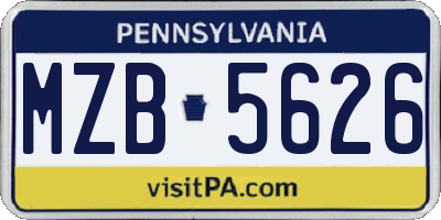 PA license plate MZB5626