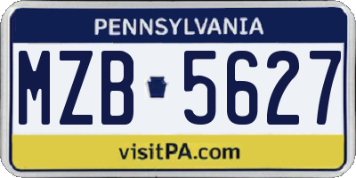 PA license plate MZB5627