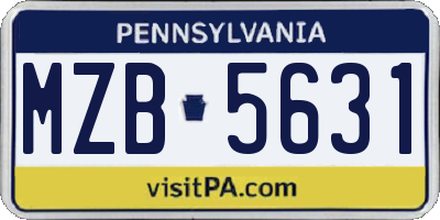 PA license plate MZB5631
