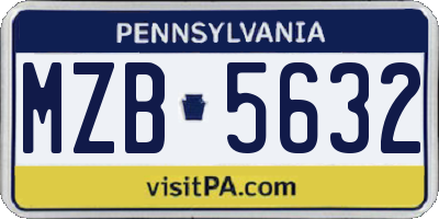 PA license plate MZB5632