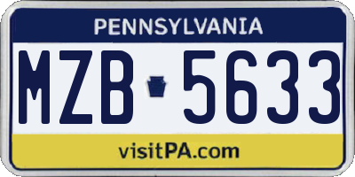 PA license plate MZB5633