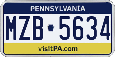 PA license plate MZB5634