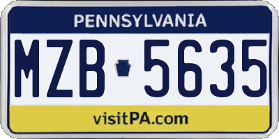 PA license plate MZB5635