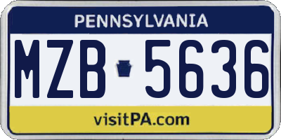 PA license plate MZB5636