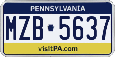PA license plate MZB5637