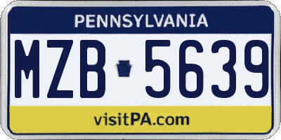 PA license plate MZB5639