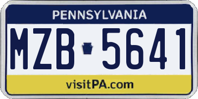 PA license plate MZB5641