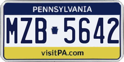 PA license plate MZB5642