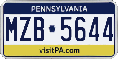 PA license plate MZB5644