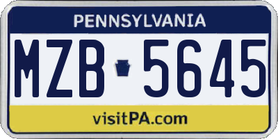 PA license plate MZB5645