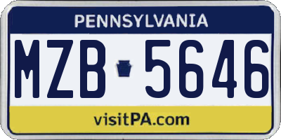 PA license plate MZB5646