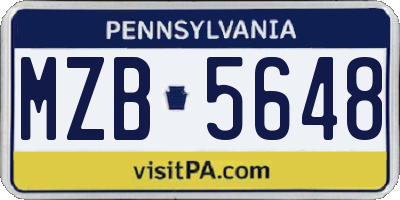 PA license plate MZB5648