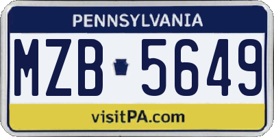 PA license plate MZB5649