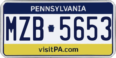 PA license plate MZB5653