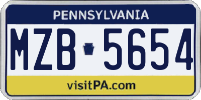 PA license plate MZB5654