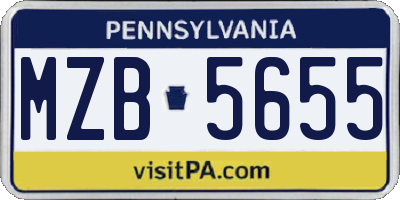 PA license plate MZB5655