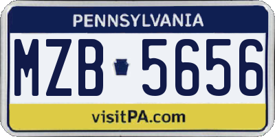 PA license plate MZB5656