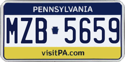 PA license plate MZB5659