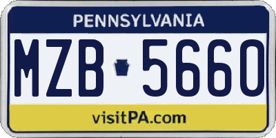 PA license plate MZB5660