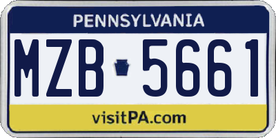 PA license plate MZB5661