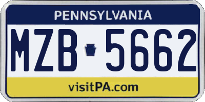 PA license plate MZB5662